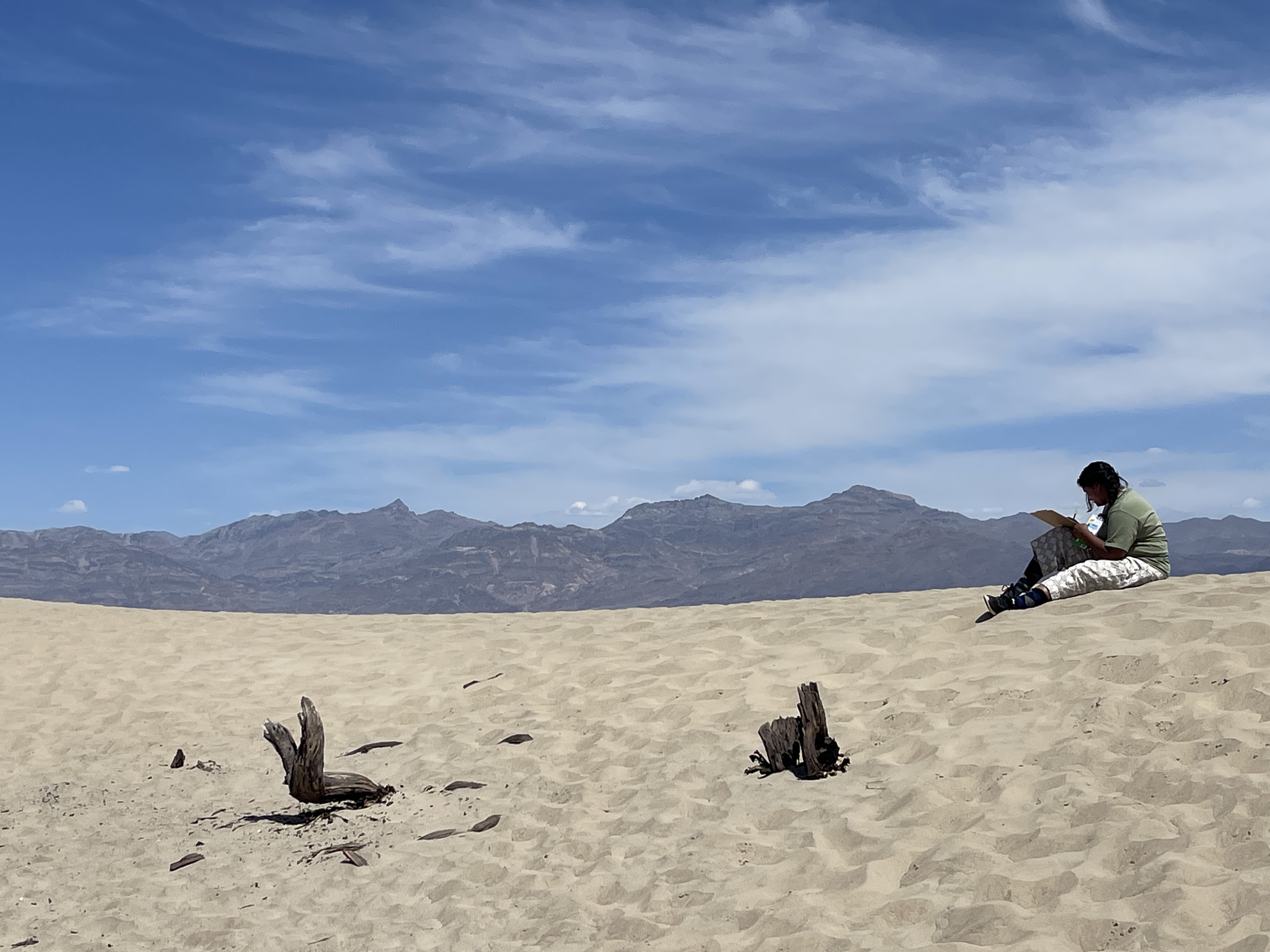 Death Valley sand dune and student